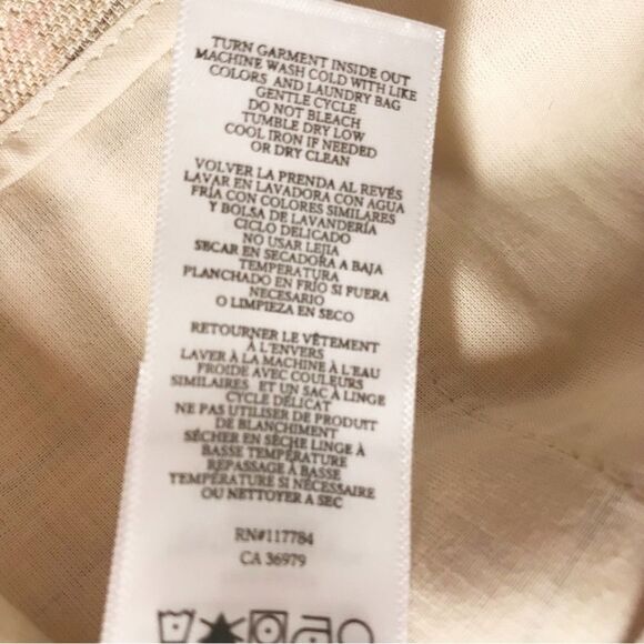 RAILS Ilena Linen Trouser Shorts High Waist‎ Sand Check Cream Plaid Size 12 New - Picture 13 of 16